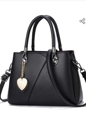Black Square Shoulder Bag – PU Leather, Adjustable Strap, Medium Size